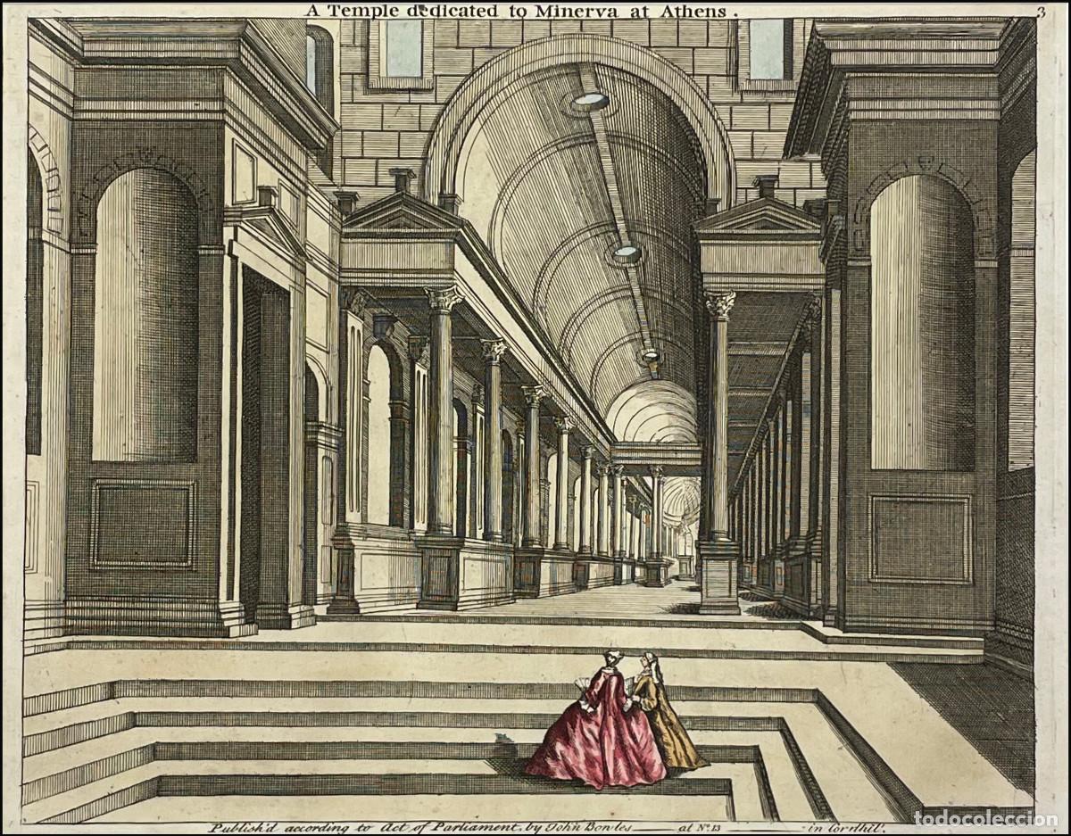 Arte: JOHN BOWLES - TEMPLO DEDICADO A MINERVA - 1750 - Foto 1
