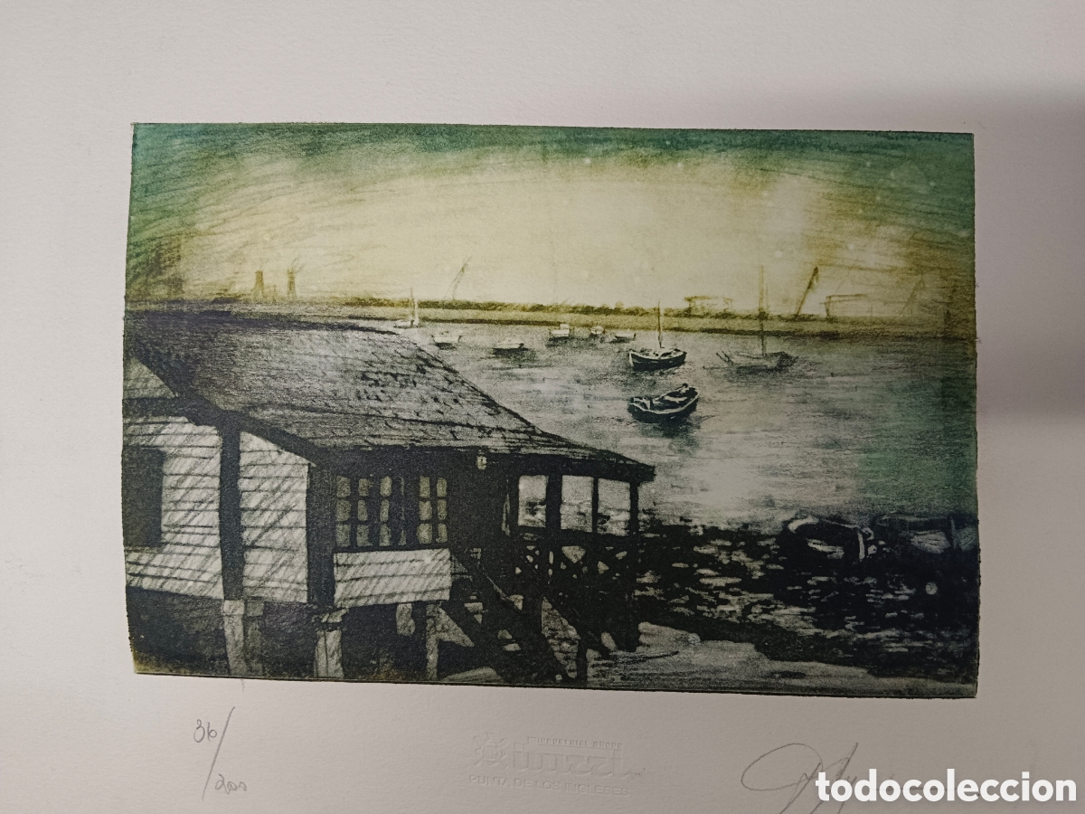 Art: Grabado firmado ilegible seriado 36/200