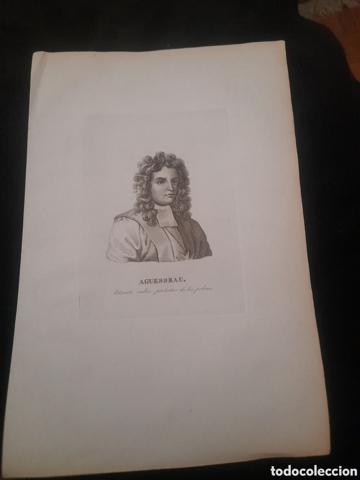 Arte: Antiguo grabado, Aguesseau, Literato sabio protector de los pobres