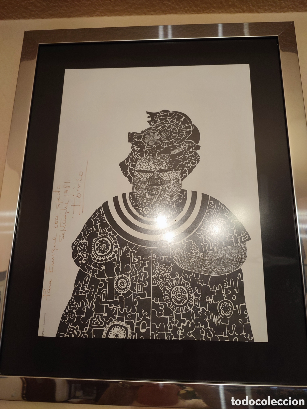 Arte: Grabado Ibirico con dedicatoria 1981 - Foto 1