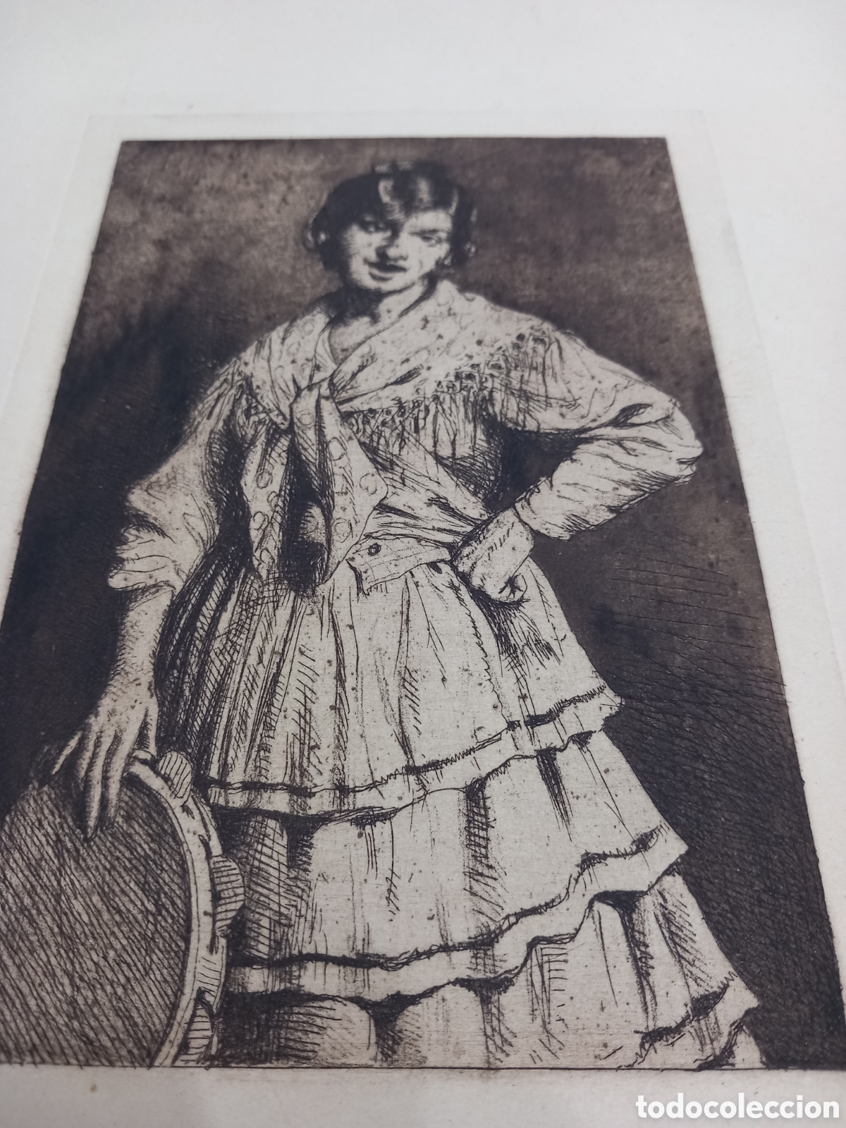 Arte: Antiguo grabado aguafuerte - Foto 1