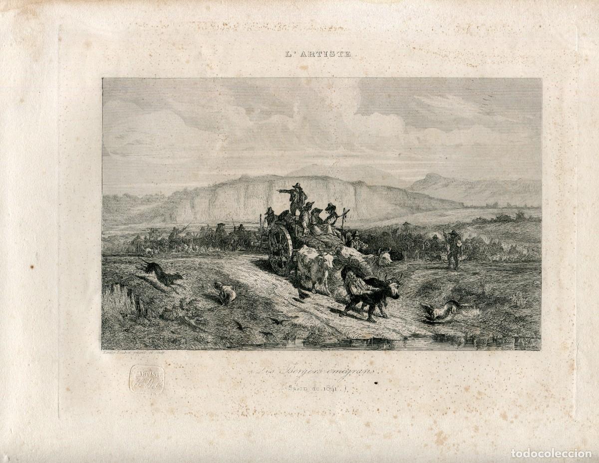 Arte: Les bergers emigrants grabado por Emile Loubon para la revista L'Artiste en 1841