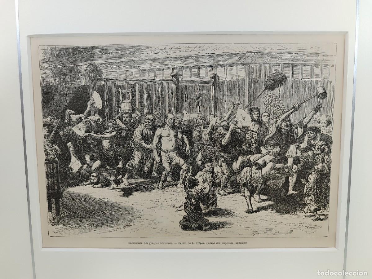 Art: Bacanal de chicos, Japon, de Crepon. Le tour du monde. s. XIX, montaje passepartout