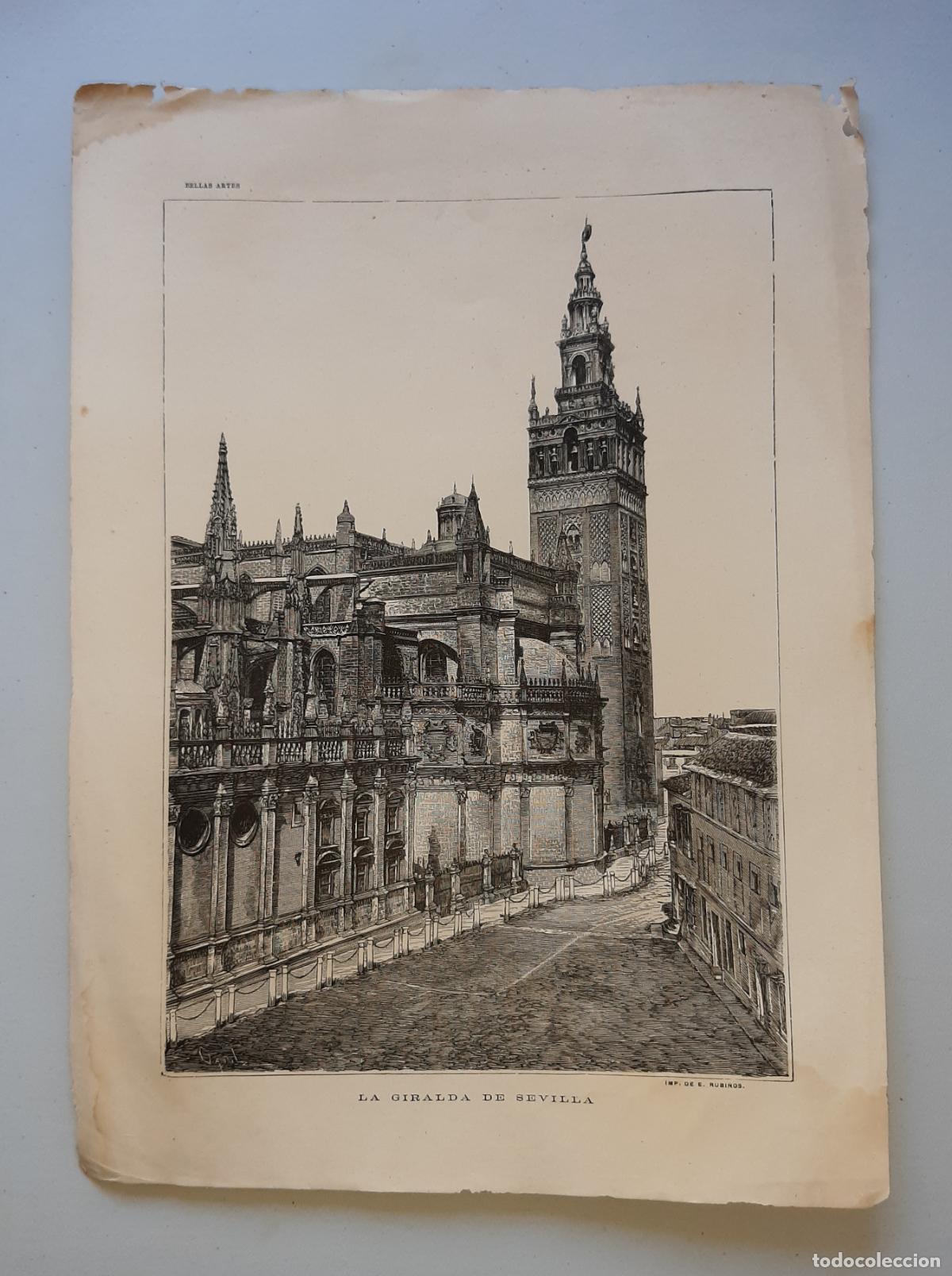 Arte: SEVILLA ANTIGUO GRABADO DE LA GIRALDA
