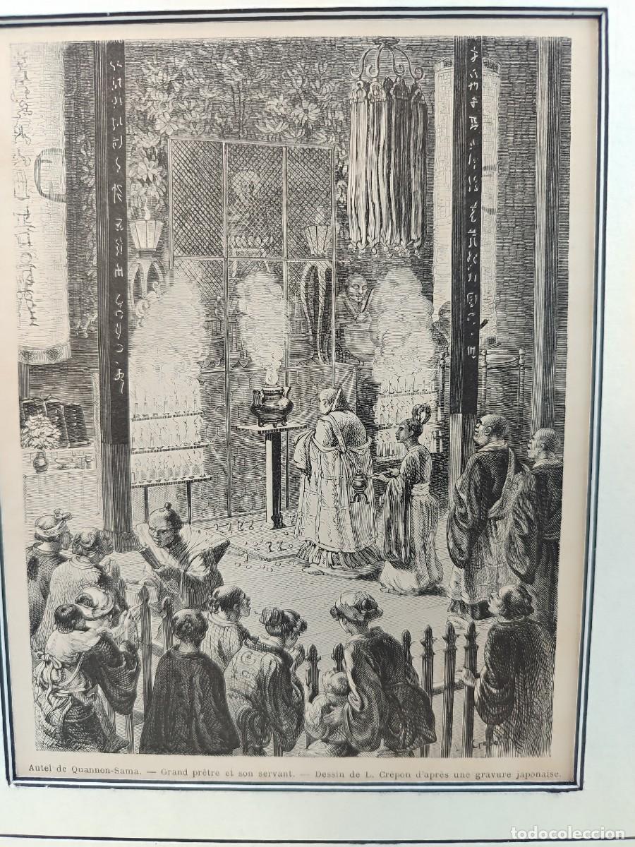 Art: Altar de Kannon Sama, Japon, de Crepon. Le tour du monde. s. XIX, montaje passepartout