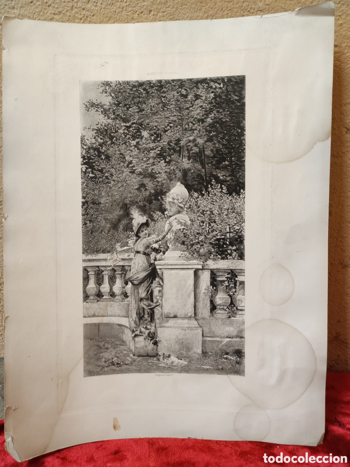 Arte: Grabado rom&aacute;ntico sobre papel - Foto 1