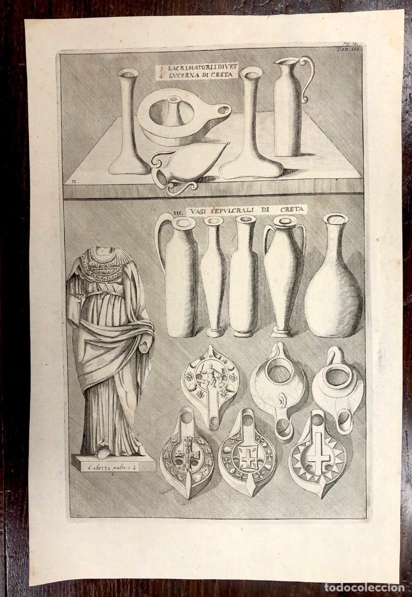 Arte: GRABADO VASIJAS DE CRETA. SIGLO XVIII - Foto 1
