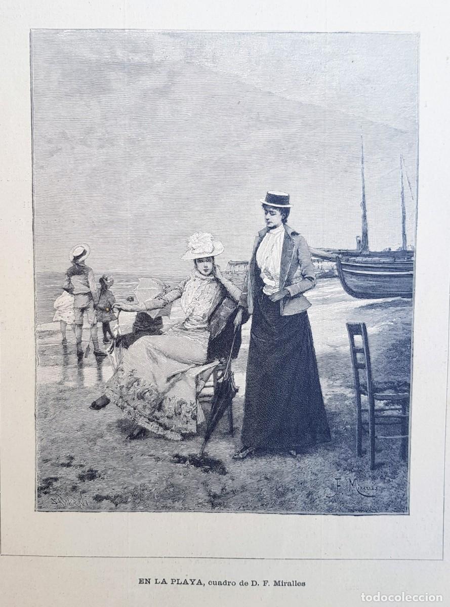 Arte: Antiguos Grabados - Old Gravure : EN LA PLAYA (1891)
