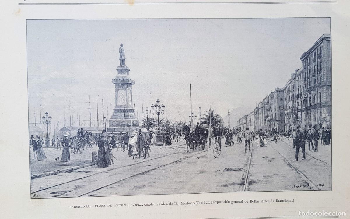 Arte: Antiguos Grabados - Old Gravure : BARCELONA, PLAZA DE ANTONIO L&Oacute;PEZ (1891)
