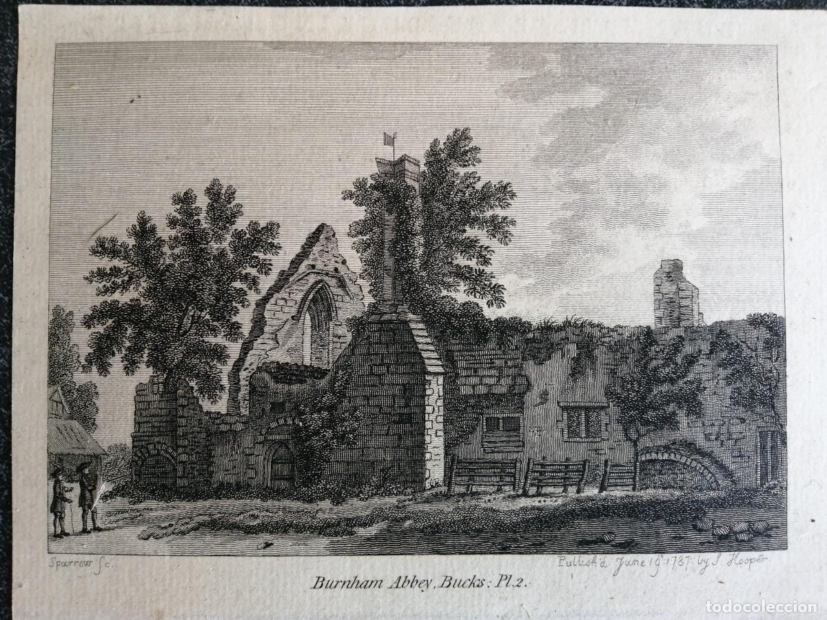 Arte: Burnham Abbey 1787 grabado de Sparrow - Foto 2