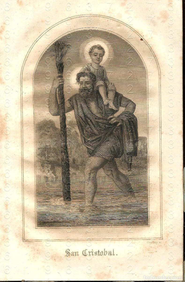 Arte: SAN CRISTOBAL ESPECTACULAR GRABADO SIGLO XIX 19X12 (LA HOJA) LM22