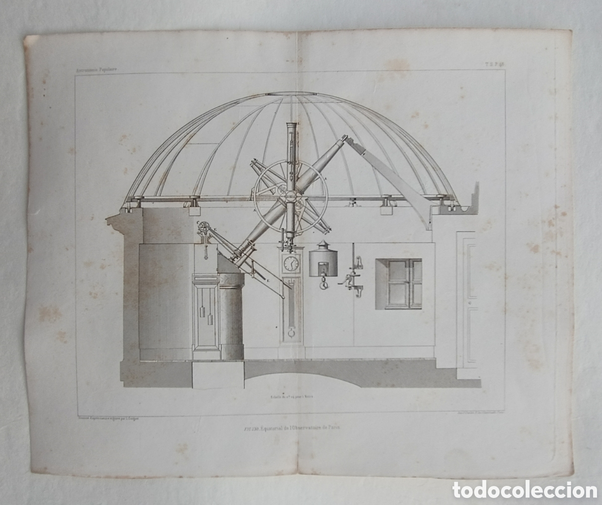 Arte: Grabado astronom&iacute;a observatorio Par&iacute;s 1855