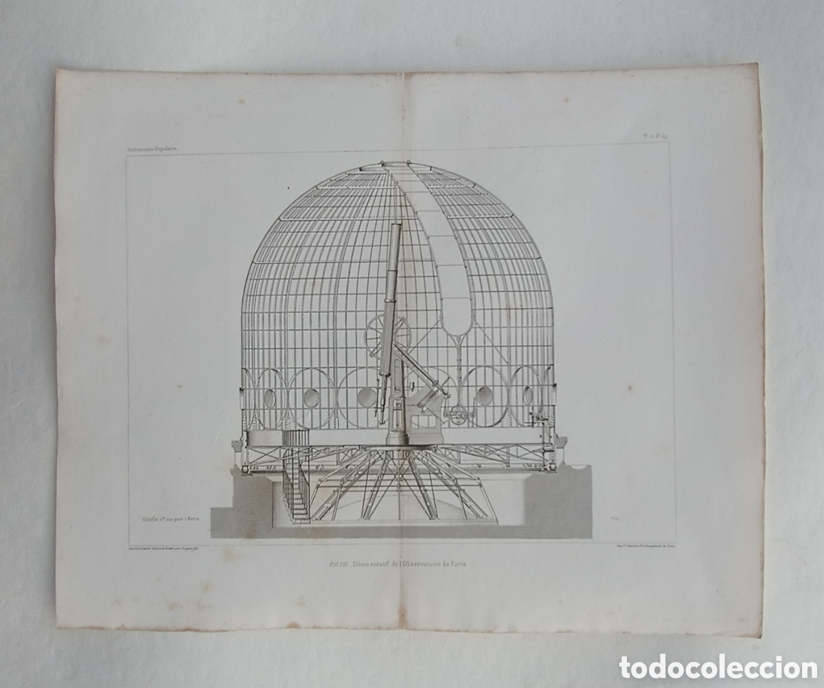 Arte: Grabado astronom&iacute;a observatorio Par&iacute;s 1855