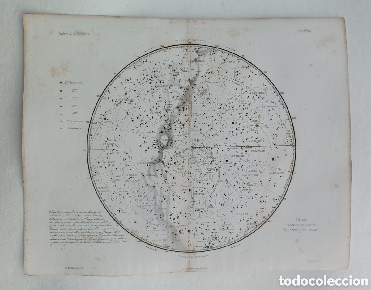 Arte: Carta celeste hemisferio Austral 1855 Francia