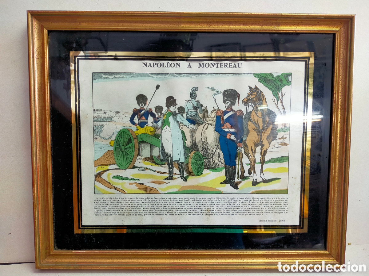 Art: LITOGRAFIA NAPOLEON A MONTEREAU. ENMARCADO.