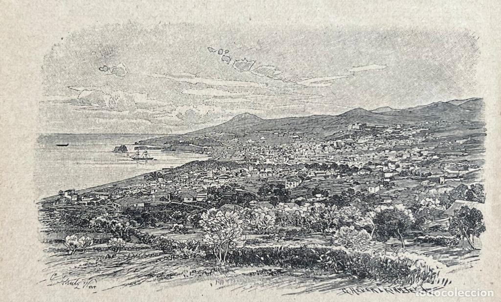 Art: Vista de la bah&iacute;a de Funchal (A Madeira, Portugal), hacia 1890.