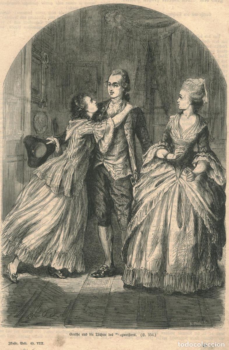 Arte: Goethe und die T&ouml;chter des Tanzmeisters_Illustr. Welt, 65-VIII (1865)