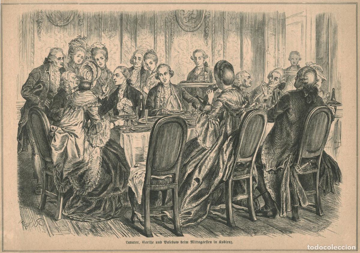 Arte: Lavater, Goethe und Basedow beim Mittagsssen in Roblenz_Die Gartenlaube (1864)