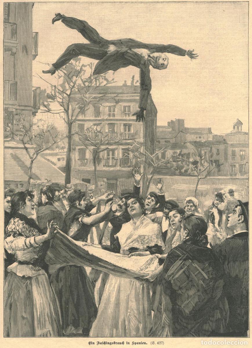 Arte: Ein Faschingsbrauch in Spanien_Illustrirte Chronit der Zeit (1896) Pelele manteado