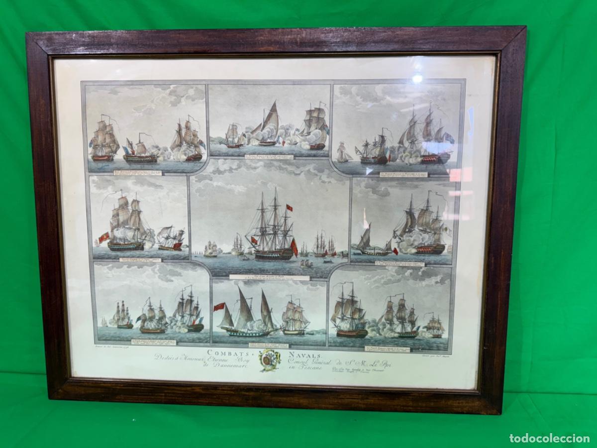 Arte: CUADRO GRABADO COMBATE NAVAL - Foto 1