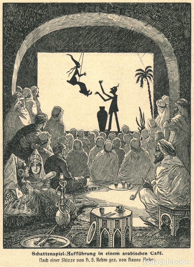 Kunst: Schattenspiel-Auff&uuml;hrung in einen arabischen Caf&eacute;_Die Gartenlaube (1905)