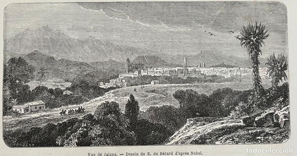 Arte: Vista de Jalapa, Veracruz (M&eacute;xico), hacia 1862. E. de Berard/Nebel