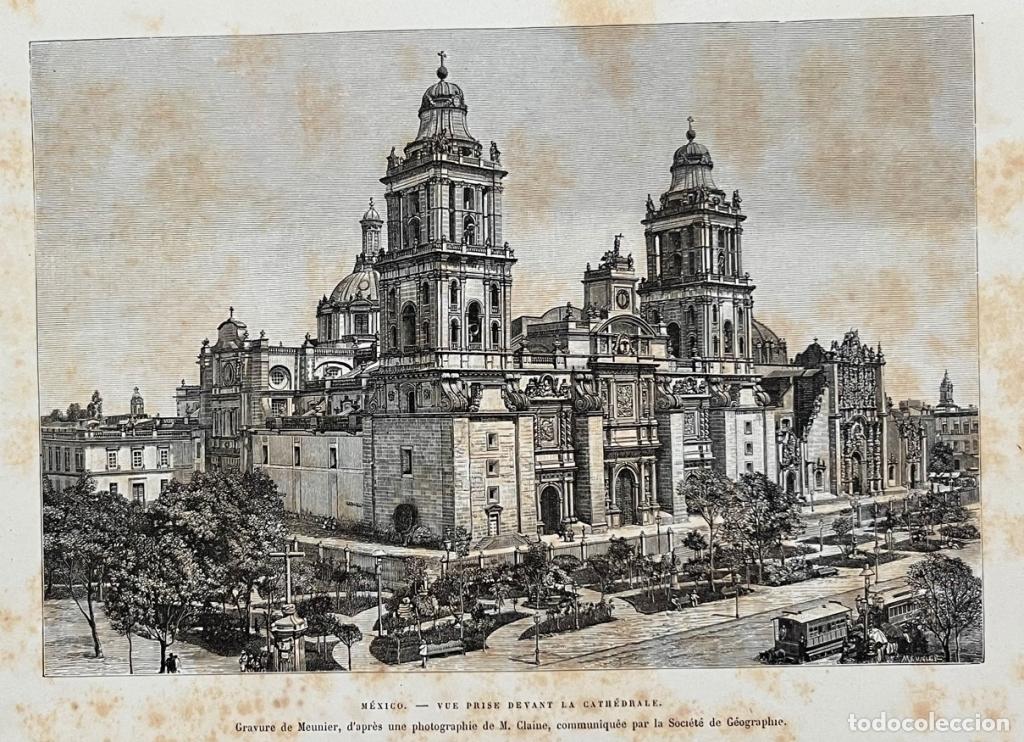 Arte: Vista panor&aacute;mica de la catedral de la ciudad de M&eacute;xico, hacia 1850. Claine/Meunier