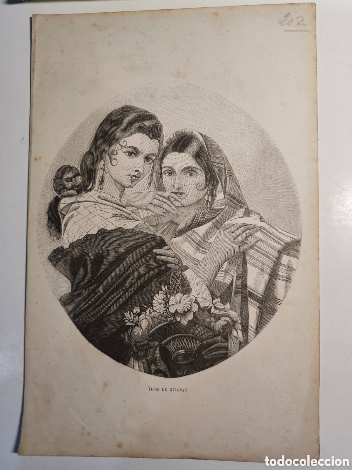Arte: Grabado del s.XIX tipos de gitanas. M. CABANNAIR ? - Foto 1