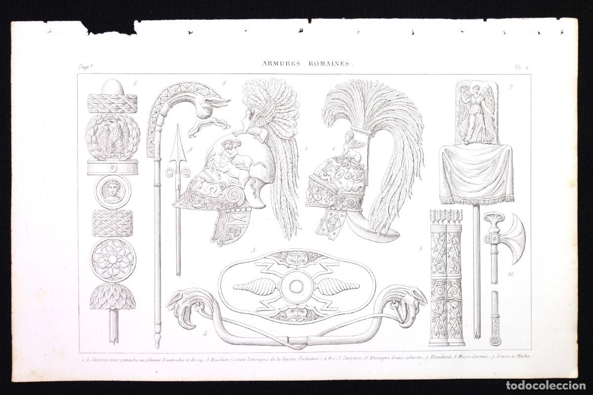 Art: Grabado Armures Romaines. Armaduras romanas. Engraving Roman armour