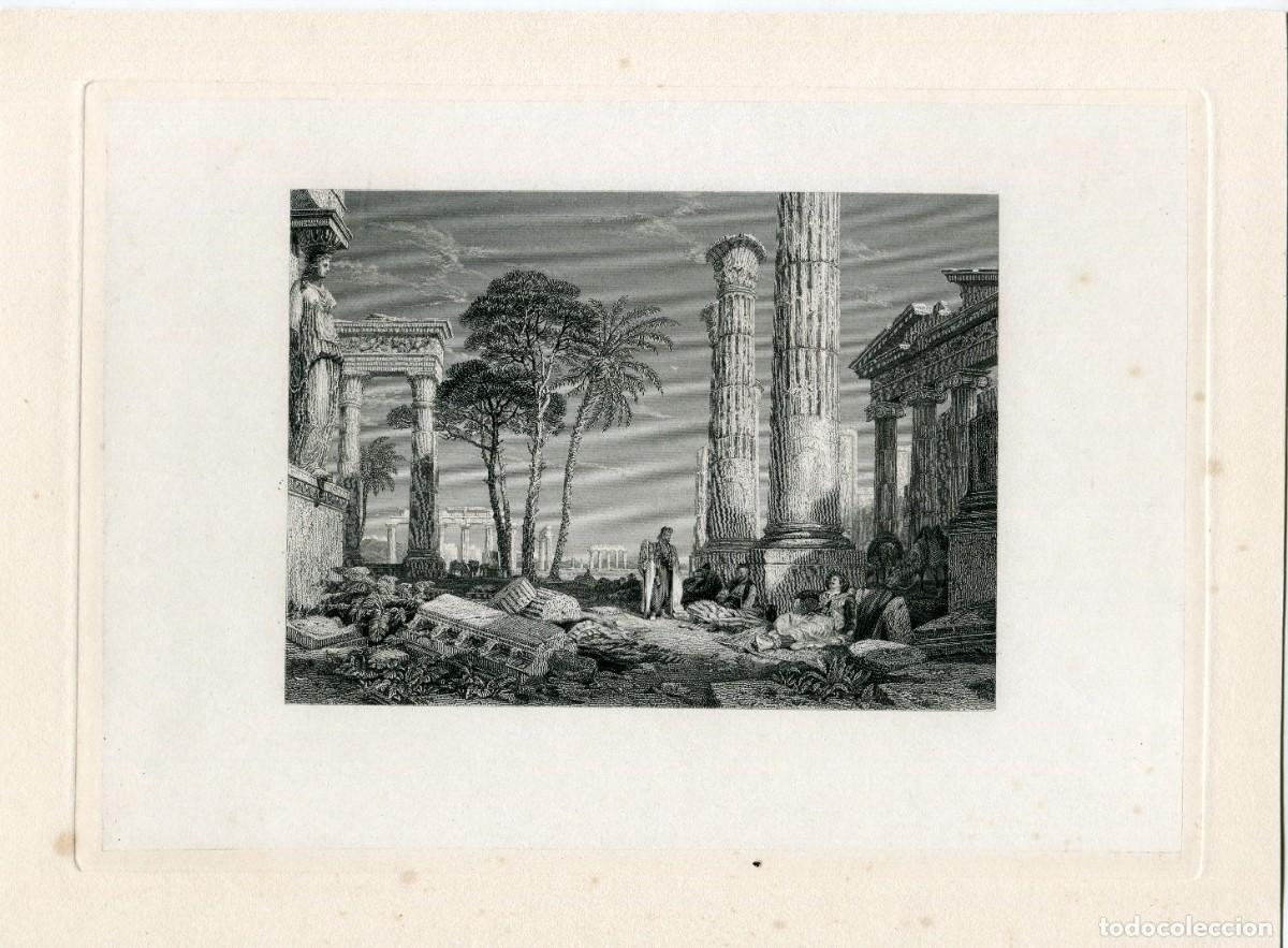 Art: Creta. Grabado Antiguas ruinas griegas en Candia. (Creta)