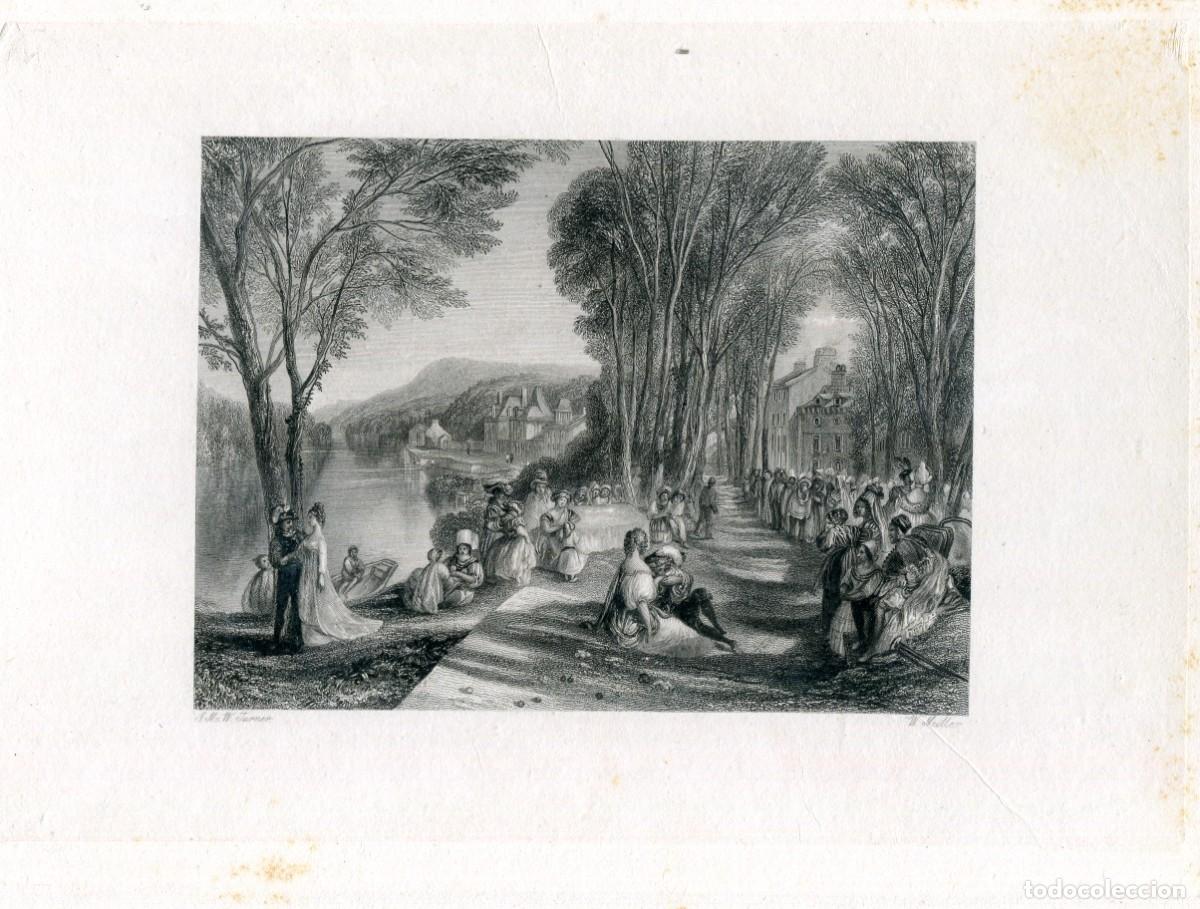 Art: Francia. Grabado Palace de la Belle Gabrielle on the Sein, posterior a W.Turner