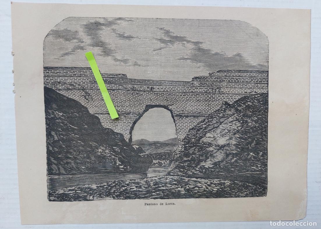 Arte: PANTANO DE LORCA. GRABADO DE 1870. - Foto 1