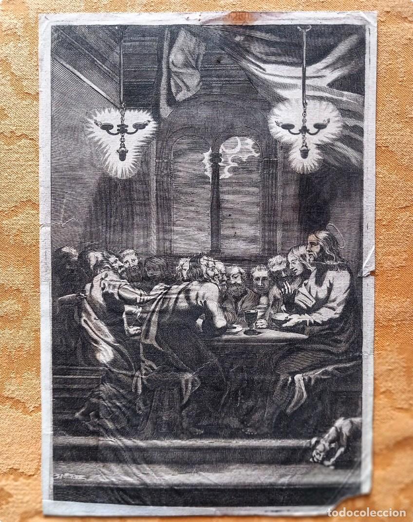 Arte: Grabado Santa Cena s. XVIII - Foto 1