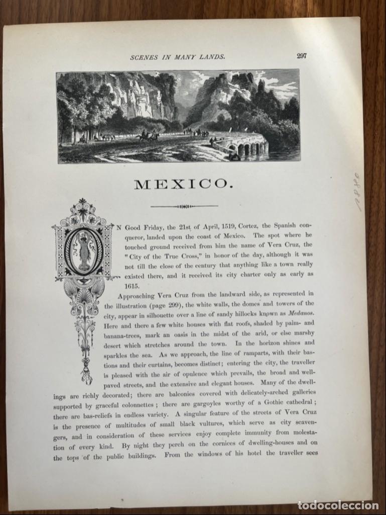 Arte: Paisaje de M&eacute;xico, 1880. An&oacute;nimo - Foto 3