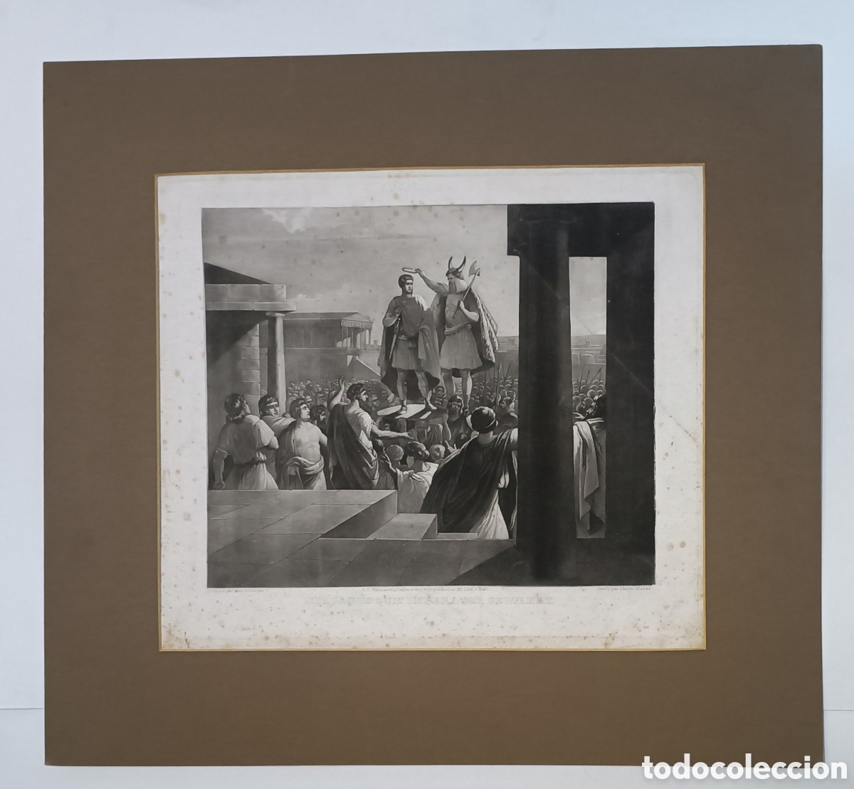 Art: Grabado antiguo coronaci&oacute;n emperador Julianus siglo XIX Francia