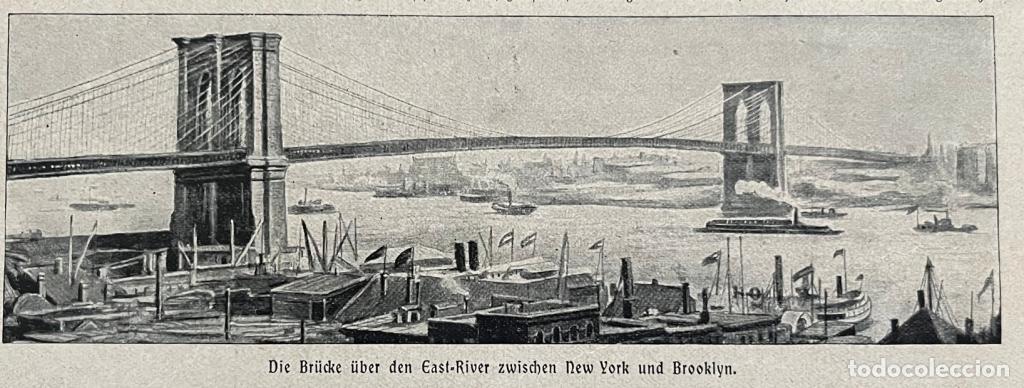 Art: Puente de Brookyn en Nueva York (EEUU), hacia 1890.