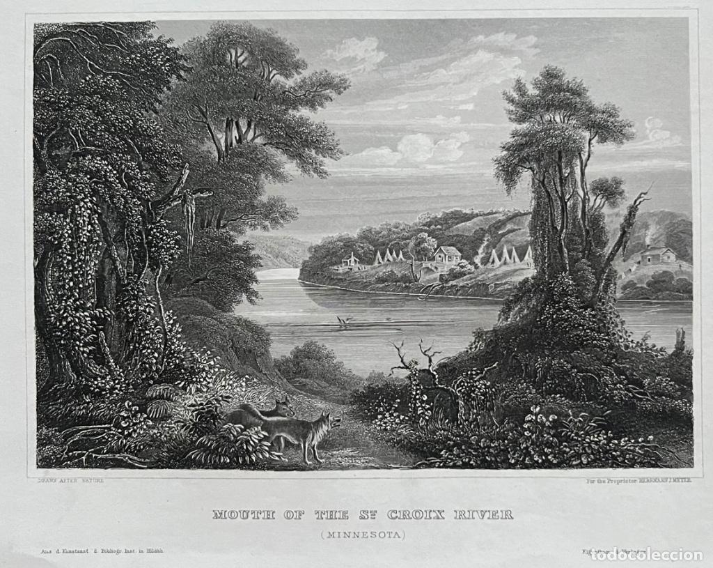 Art: Monta&ntilde;a y r&iacute;o St. Croix en Minnesota (EE.UU), hacia 1850. Meyer/ Inst. Biblio. Hild.