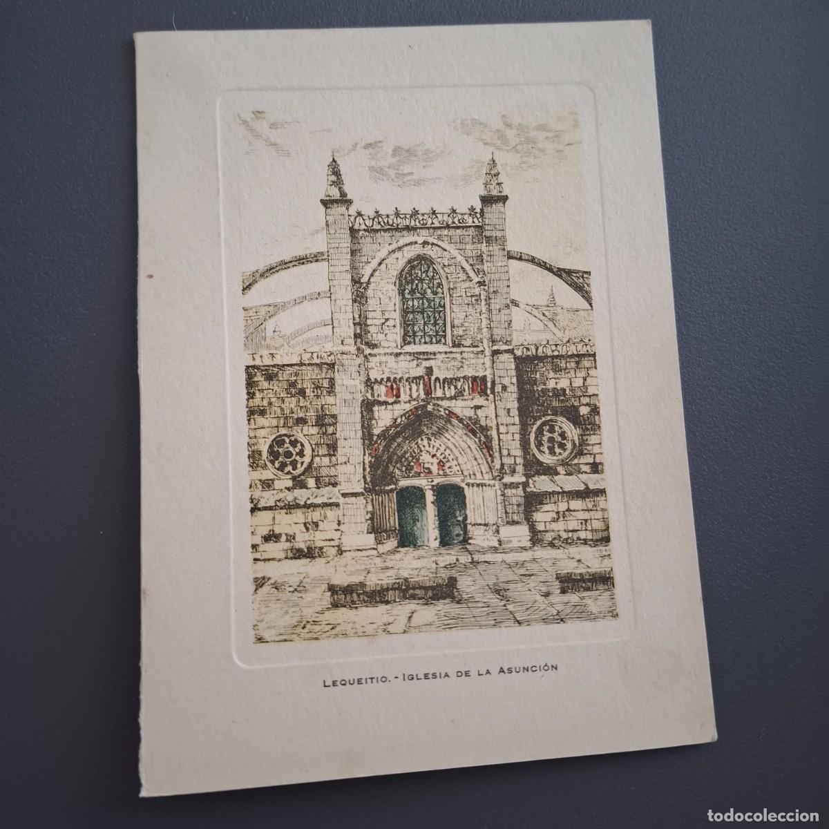 Arte: Lequeitio - Iglesia de la Asunci&oacute;n - grabado - Foto 1