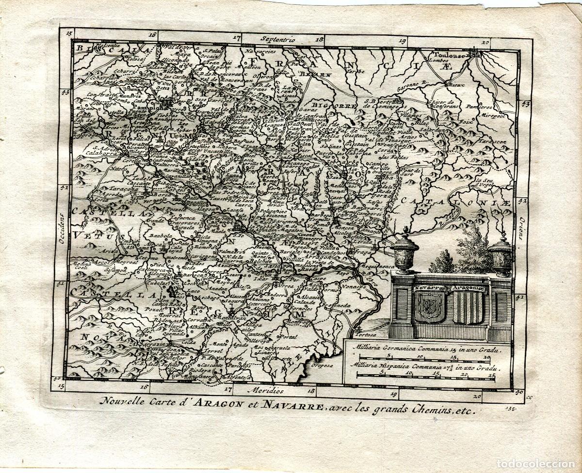 Arte: Arag&oacute;n y Navarra - Mapa original de Pieter van der Aa - 1715 - Foto 1