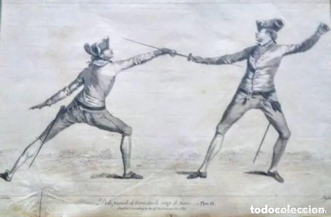Arte: 2 Grabados Esgrima a&ntilde;o 1763 - Foto 1