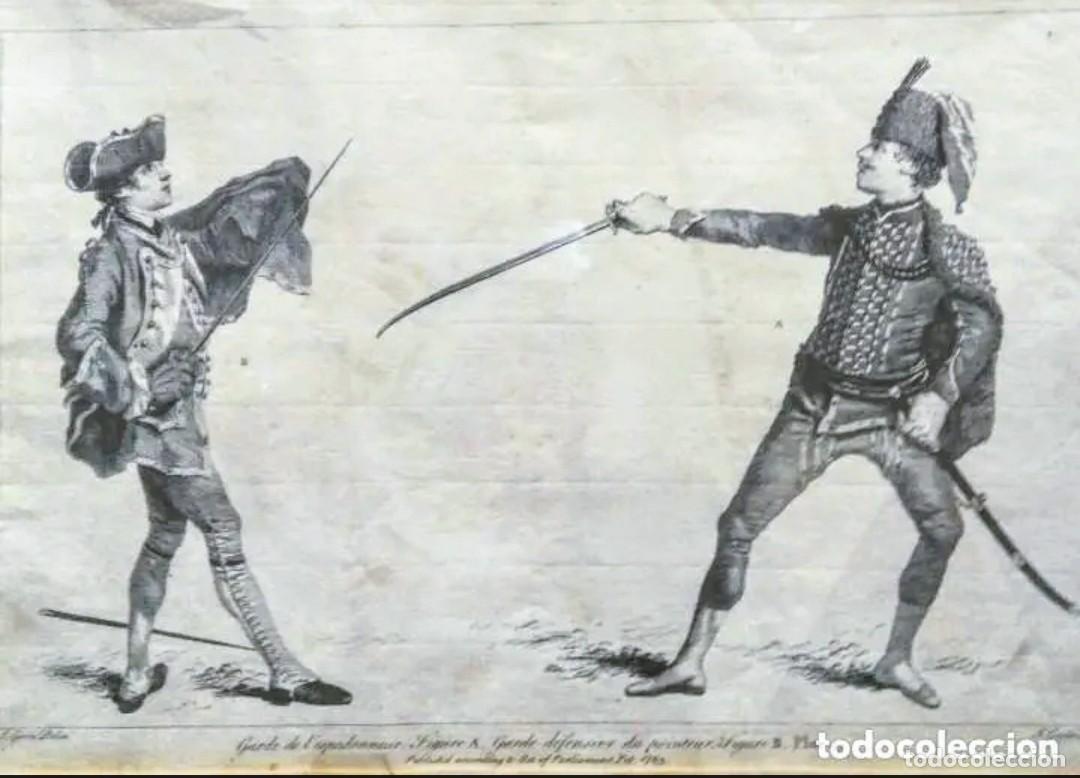 Arte: 2 Grabados Esgrima a&ntilde;o 1763 - Foto 2