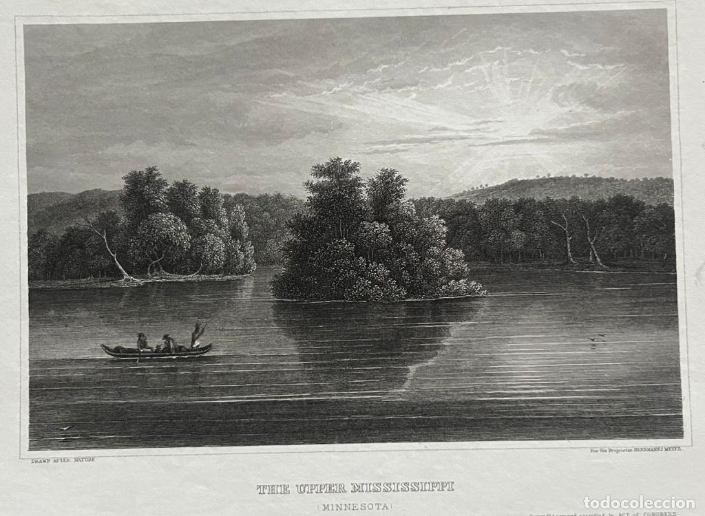 Art: R&iacute;o Mississipi a su paso por Minesota (EEUU), hacia 1850.