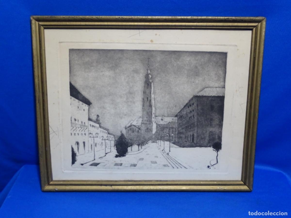 Arte: ANTIGUO GRABADO AN&Oacute;NIMO. PLAZA. - Foto 1