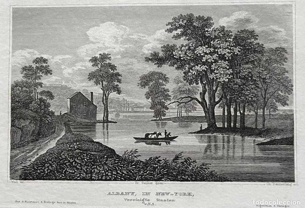 Arte: Vista de Albany (Nueva York, EEUU), hacia 1850. Wall / Daumerlang