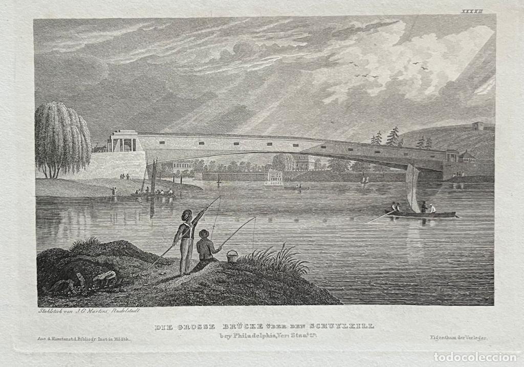 Arte: Puente de Schuyykill en Filadelfia (Pensilvania, EEUU), hacia 1950. J.G. Martini