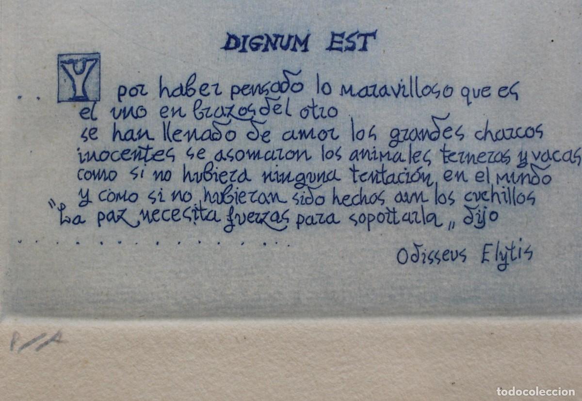 Arte: CUADRO GRABADO , Fdo.: DIMITRI (1928-2016) &rdquo; DIGNUM EST &rdquo; - Foto 4