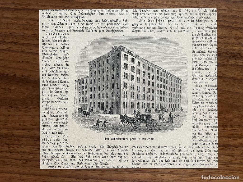 Arte: Gran edifico de la ciudad de Nueva York (EEUU), hacia 1880. An&oacute;nimo - Foto 2