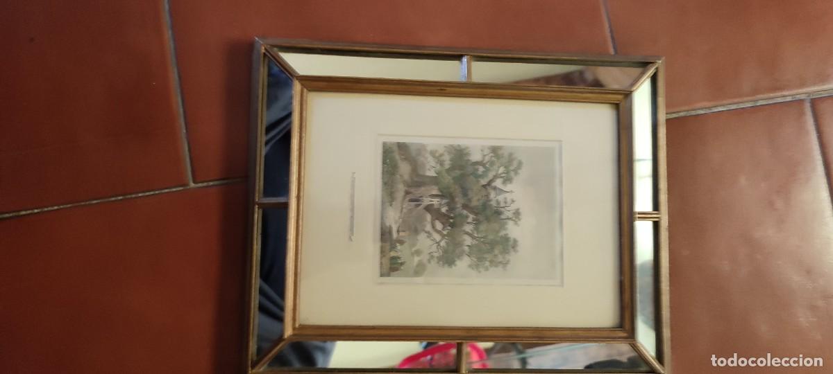 Arte: Antiguo grabado franc&eacute;s en precioso marco de espejos&ntilde;