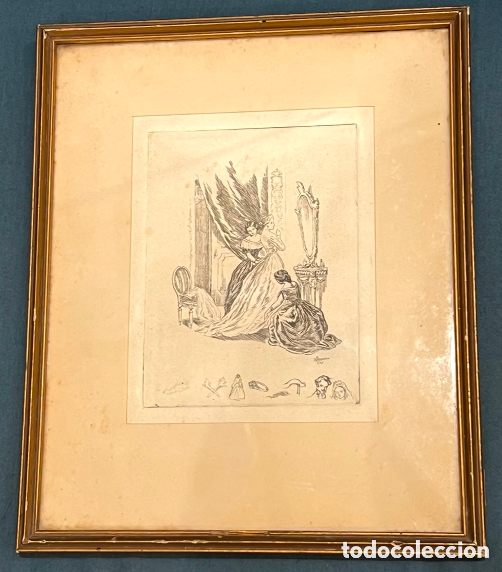 Arte: COLL, Alexandre. &ldquo;Interior con apuntes&rdquo;. Grabado. 1985. - Foto 1