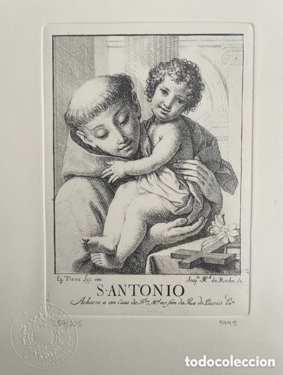 Arte: Grabado antiguo de San Antonio - Foto 1